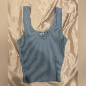 Ribbed Knit Tank Top in Dusty Blue